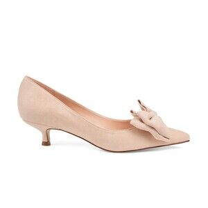 Journee Collection Womens 8.5 Nude Orana Bow Pointed Toe Stiletto Heels NIB SI9